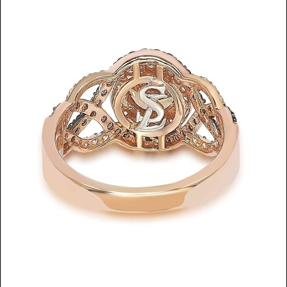 🔹️Suzy Levian🔹️Rose Sterling Silver Brown Cubic Zirconia Crossover Bridal Ring - Picture 3 of 10
